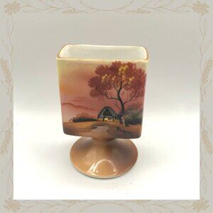Vintage Noritake Hand Painted Cigarette/Match Holder Sunset Scene Lustreware